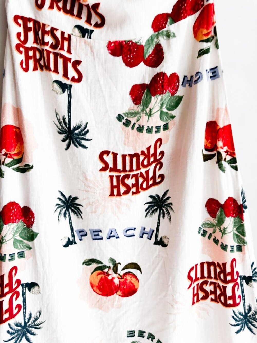 Paper Heart Linen Blend Fruit Print Midi Strapless Dress L - Picture 4 of 6